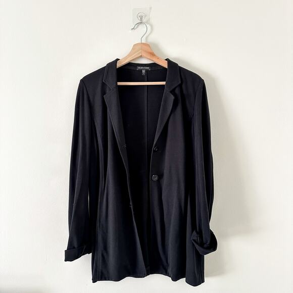 Eileen Fisher Button Front Collared Blazer Jacket Black S - Picture 1 of 10